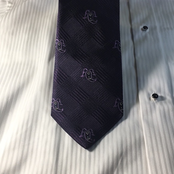 Zanetti- Dark purple weave pattern with small paisley 100% silk Italian made tie - Picture 4 of 11